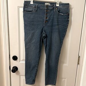 Madewell jeans 9” Midrise skinny crop with button fly Sz 34 mid-wash